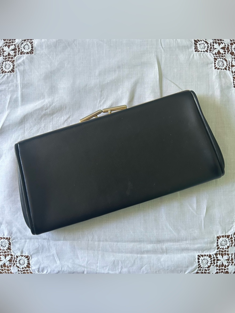 Classic Black Clutch with Gold Frame